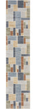 10' Blue And Green Geometric Washable Runner Rug