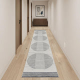 12' Blue And Ivory Geometric Washable Runner Rug