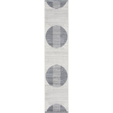 12' Blue And Ivory Geometric Washable Runner Rug