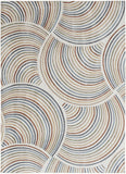 3' X 5' Blue and Ivory Geometric Power Loom Washable Area Rug