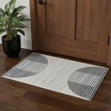 3' X 5' Blue and Ivory Geometric Power Loom Washable Area Rug
