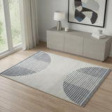 4' X 6' Blue and Ivory Geometric Power Loom Washable Area Rug