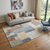 5' X 7' Blue and Green Geometric Power Loom Washable Area Rug