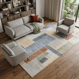 7' X 9' Blue and Green Geometric Power Loom Washable Area Rug