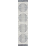 8' Blue And Ivory Geometric Washable Runner Rug