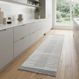 8' Blue And Ivory Geometric Washable Runner Rug