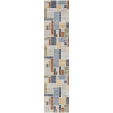 8' Blue And Green Geometric Washable Runner Rug