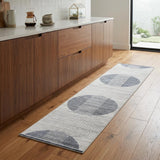 8' Ivory And Blue Geometric Washable Runner Rug