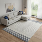 8' X 10' Ivory And Blue Geometric Washable Area Rug