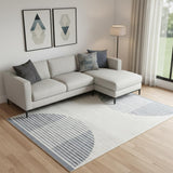 9' X 12' Blue and Ivory Geometric Power Loom Washable Area Rug