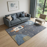 5' X 7' Sky Blue Beige And Brown Geometric Area Rug