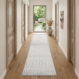 10' Gray And Ivory Moroccan Washable Runner Rug