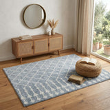 4' X 6' Blue And Ivory Moroccan Washable Area Rug