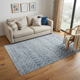 5' X 7' Blue And Ivory Moroccan Washable Area Rug