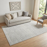 5' X 7' Gray and Ivory Moroccan Power Loom Washable Area Rug