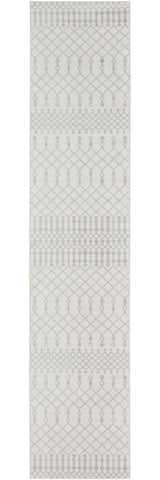 8' Gray And Ivory Moroccan Runner Rug