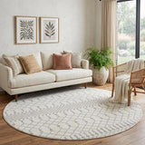 8' Gray And Ivory Moroccan Washable Round Rug