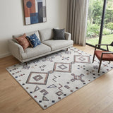5' X 7' Gray and Brown Geometric Power Loom Washable Area Rug
