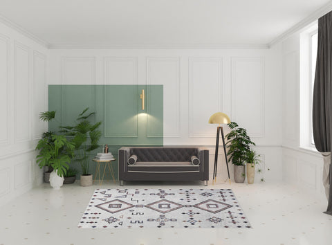 6' X 9' Gray and Brown Geometric Power Loom Washable Area Rug