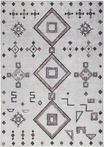 6' X 9' Gray and Brown Geometric Power Loom Washable Area Rug