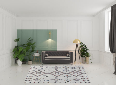 8' X 10' Gray and Brown Geometric Power Loom Washable Area Rug