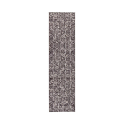 10' Brown Geometric Washable Runner Rug