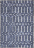 5' X 7' Blue and Ivory Geometric Power Loom Washable Area Rug