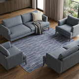 6' X 9' Blue and Ivory Geometric Power Loom Washable Area Rug