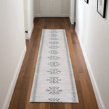 8' Gray Geometric Washable Runner Rug