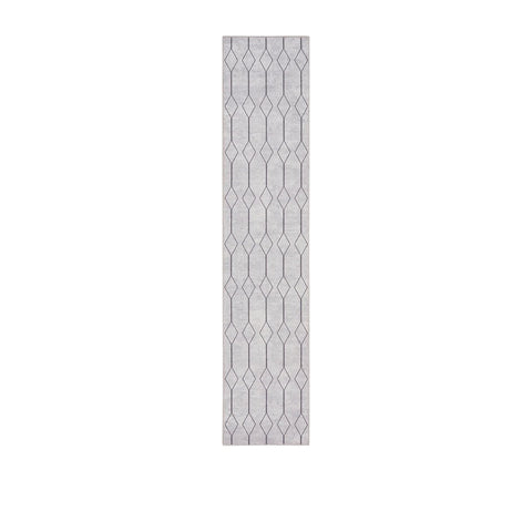 8' Cream Geometric Washable Runner Rug