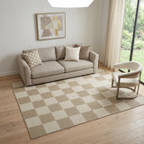 5' X 7' Natural and Ivory Geometric Power Loom Washable Non Skid Area Rug