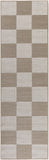 8' Natural and Ivory Geometric Power Loom Washable Non Skid Runner Rug