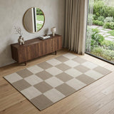 4' X 6' Natural and Ivory Geometric Power Loom Washable Non Skid Area Rug