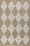 4' X 6' Natural and Ivory Geometric Power Loom Washable Non Skid Area Rug
