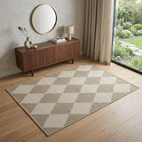 4' X 6' Natural and Ivory Geometric Power Loom Washable Non Skid Area Rug