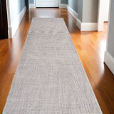 10' Cream Abstract Washable Runner Rug
