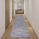 10' Gray And White Abstract Washable Runner Rug