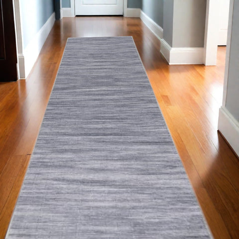 10' Gray Abstract Washable Runner Rug