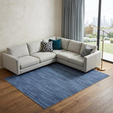 6' X 9' Blue Abstract Power Loom Washable Non Skid Area Rug