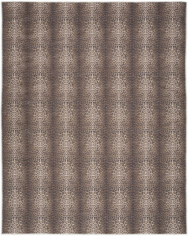 5' X 7' Brown and Ivory Leopard Print Power Loom Washable Non Skid Area Rug