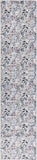 10' Gray And Blue Floral Washable Runner Rug