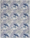 5' X 7' Ivory Blue and Gray Floral Power Loom Washable Non Skid Area Rug