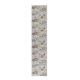 8' Cream Floral Washable Runner Rug