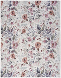 8' X 10' Ivory Pink and Green Floral Power Loom Washable Non Skid Area Rug