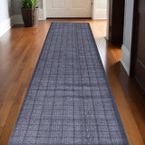 10' Blue And Gray Geometric Washable Runner Rug