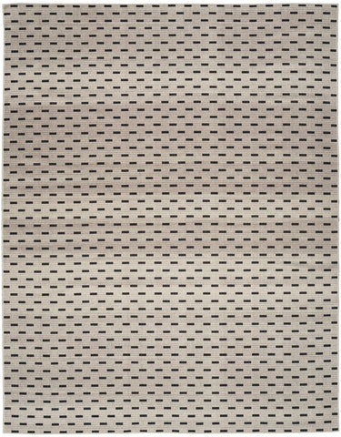 5' X 7' Ivory and Brown Geometric Power Loom Washable Non Skid Area Rug