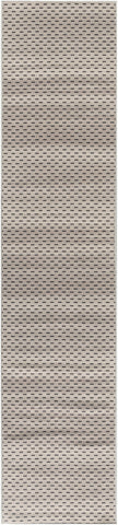 8' Beige And Black Geometric Washable Runner Rug