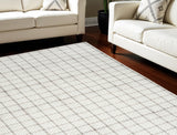 9' X 12' Gray and Ivory Geometric Power Loom Washable Non Skid Area Rug