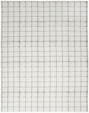 9' X 12' Gray and Ivory Geometric Power Loom Washable Non Skid Area Rug
