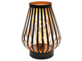 9" Black Metal Lantern Bedside Lamp LED With Black Novelty Shade